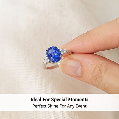 Certified and Appraised Rhapsody 950 Platinum AAAA Tanzanite and E-F VS Diamond Ring, Promise Rings (Size 6.0) 4.40 Grams 3.00 ctw (Del. in 10-15 Days)