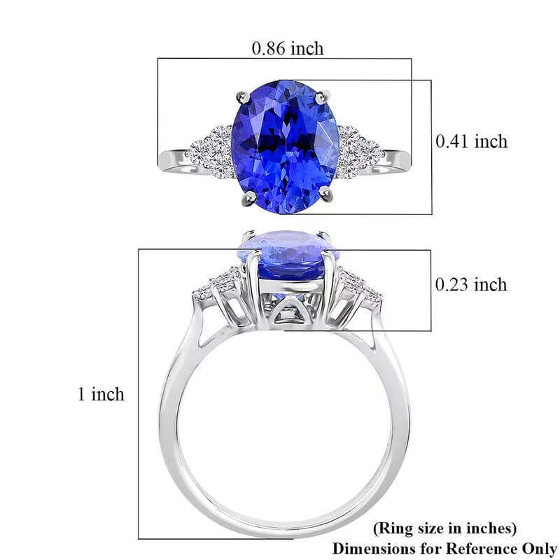 Certified and Appraised Rhapsody 950 Platinum AAAA Tanzanite and E-F VS Diamond Ring, Promise Rings (Size 6.0) 4.40 Grams 3.00 ctw (Del. in 10-15 Days)