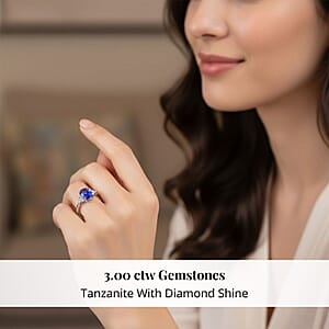 Certified and Appraised Rhapsody 950 Platinum AAAA Tanzanite and E-F VS Diamond Ring, Promise Rings (Size 7.0) 4.40 Grams 3.00 ctw (Del. in 10-15 Days) 