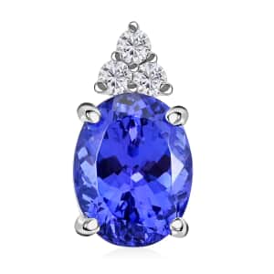 Certified and Appraised Rhapsody 950 Platinum AAAA Tanzanite and E-F VS Diamond Pendant 2.06 ctw