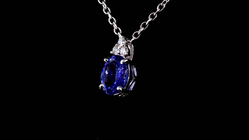 Certified and Appraised Rhapsody 950 Platinum AAAA Tanzanite and E-F VS Diamond Pendant 2.06 ctw