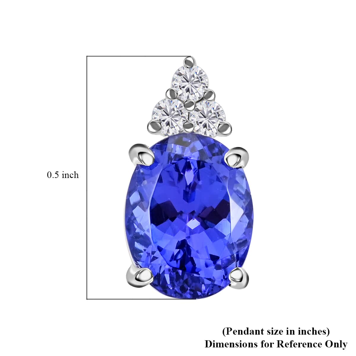 Certified and Appraised Rhapsody 950 Platinum AAAA Tanzanite and E-F VS Diamond Pendant 2.06 ctw image number 5