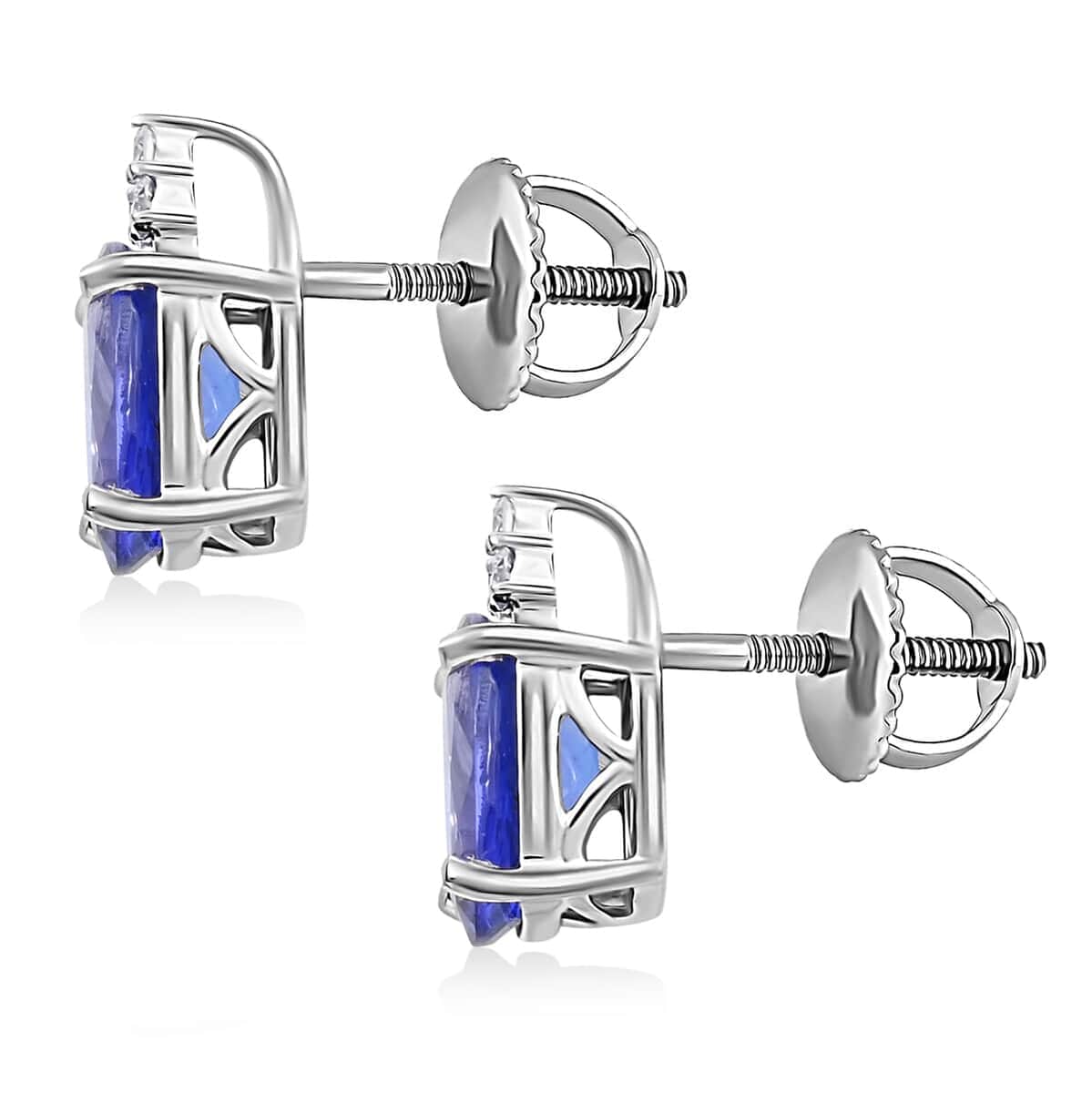 Rhapsody Certified and Appraised AAAA Tanzanite Earrings, E-F VS Diamond Accent Earrings, 950 Platinum Earrings, Tanzanite Gifts For Her  4.15 Grams 3.25 ctw image number 3