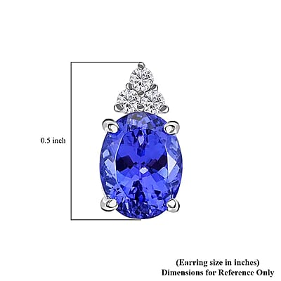 Rhapsody Certified and Appraised AAAA Tanzanite and E-F VS Diamond 3.25 ctw Accent Earrings, 950 Platinum Earrings, Tanzanite Gifts For Her  4.15 Grams