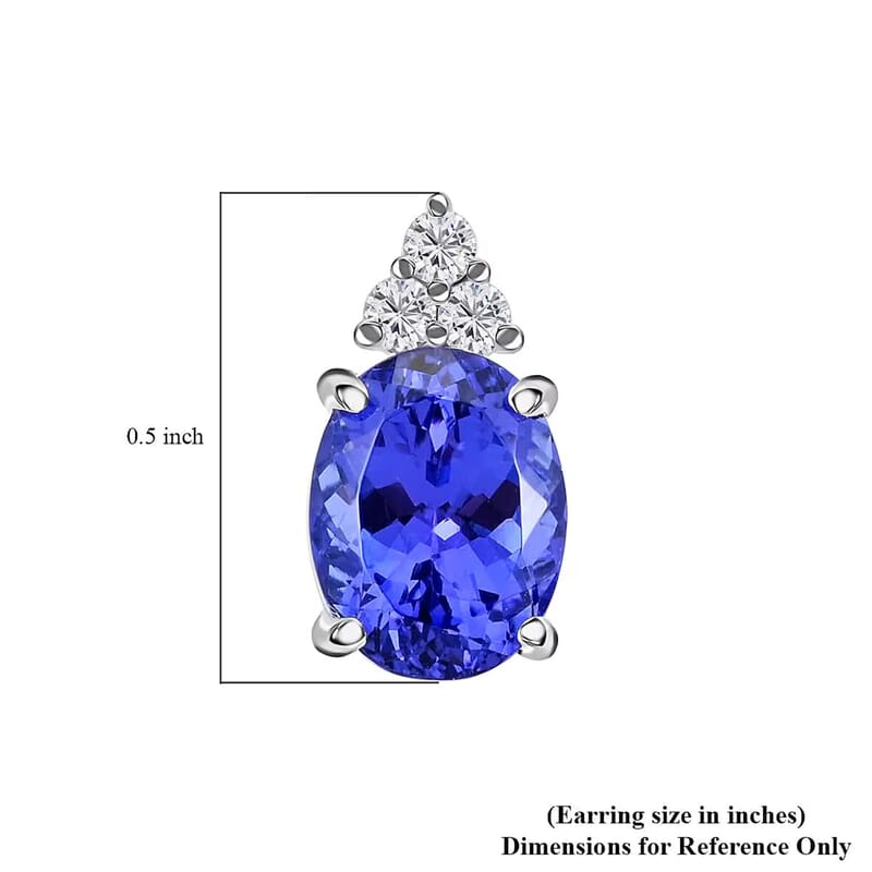 Rhapsody Certified and Appraised AAAA Tanzanite and E-F VS Diamond 3.25 ctw Accent Earrings, 950 Platinum Earrings, Tanzanite Gifts For Her  4.15 Grams