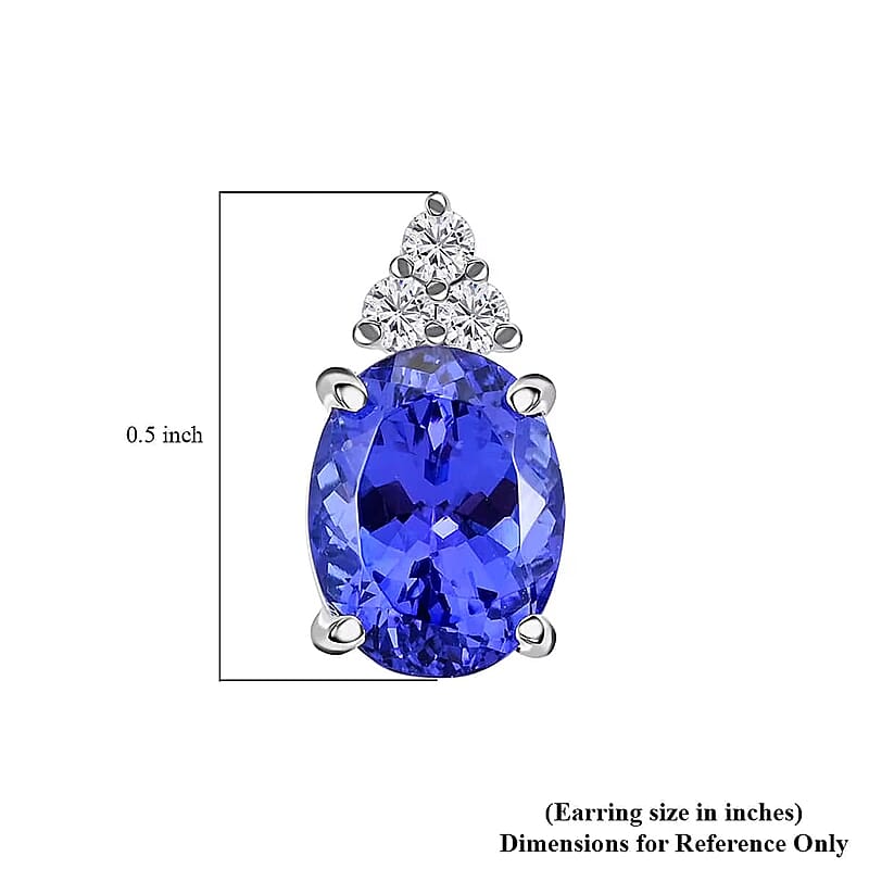 Rhapsody Certified and Appraised AAAA Tanzanite and E-F VS Diamond 3.25 ctw Accent Earrings, 950 Platinum Earrings, Tanzanite Gifts For Her  4.15 Grams