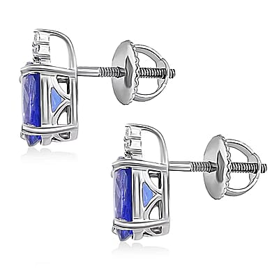 Rhapsody Certified and Appraised AAAA Tanzanite and E-F VS Diamond 3.25 ctw Accent Earrings, 950 Platinum Earrings, Tanzanite Gifts For Her  4.15 Grams