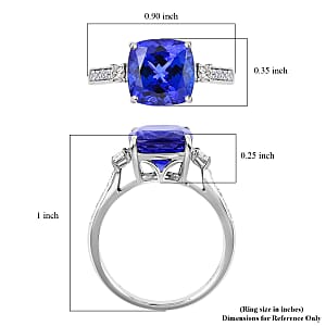 Certified and Appraised Rhapsody 950 Platinum AAAA Tanzanite and E-F VS Diamond Ring (Size 10.0) 5.20 Grams 3.75 ctw (Del. in 7-10 Days)