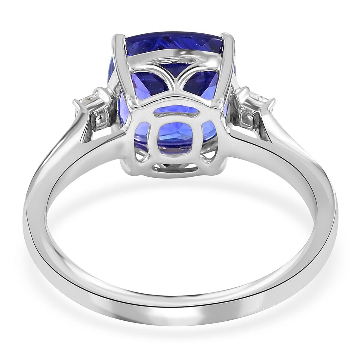 Certified and Appraised Rhapsody 950 Platinum AAAA Tanzanite and E-F VS Diamond Ring (Size 7.0) 5.20 Grams 3.75 ctw