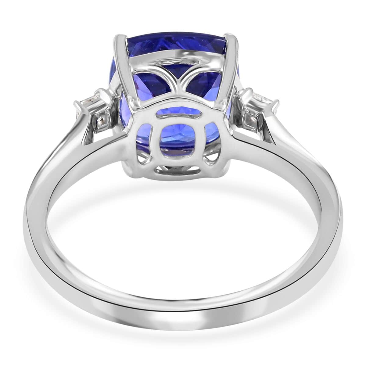 Certified and Appraised Rhapsody 950 Platinum AAAA Tanzanite and E-F VS Diamond Ring (Size 7.0) 5.20 Grams 3.75 ctw image number 2