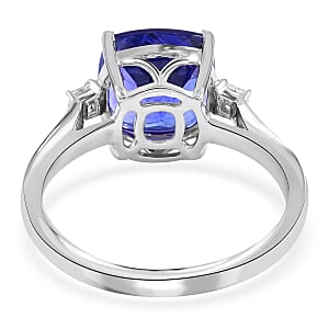 Certified and Appraised Rhapsody 950 Platinum AAAA Tanzanite and E-F VS Diamond Ring (Size 8.0) 5.20 Grams 3.75 ctw
