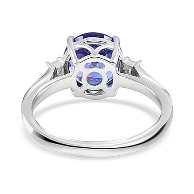 Certified and Appraised Rhapsody 950 Platinum AAAA Tanzanite and E-F VS Diamond Ring (Size 10.0) 3.30 ctw