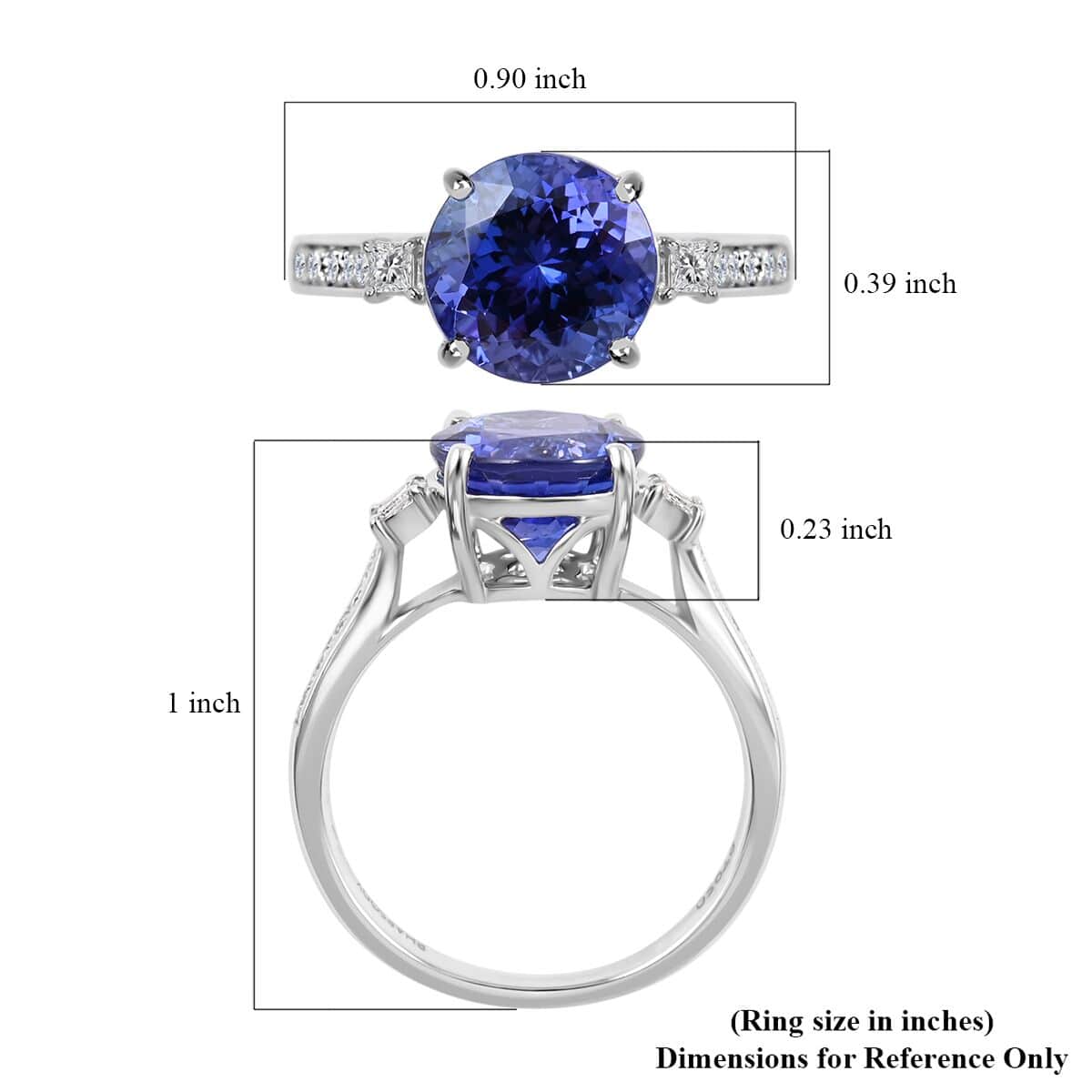 Certified and Appraised Rhapsody 950 Platinum AAAA Tanzanite and E-F VS Diamond Ring (Size 6.0) 3.30 ctw image number 5