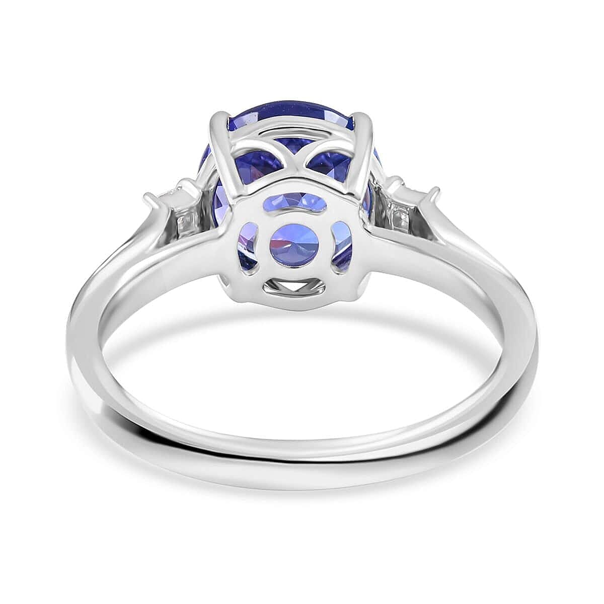 Certified and Appraised Rhapsody 950 Platinum AAAA Tanzanite and E-F VS Diamond Ring (Size 7.0) 3.30 ctw image number 4