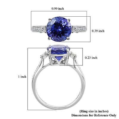 Certified and Appraised Rhapsody 950 Platinum AAAA Tanzanite and E-F VS Diamond Ring (Size 8.0) 3.30 ctw
