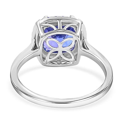 Certified and Appraised Rhapsody 950 Platinum AAAA Tanzanite and E-F VS Diamond Ring (Size 10.0) 6.10 Grams 3.70 ctw