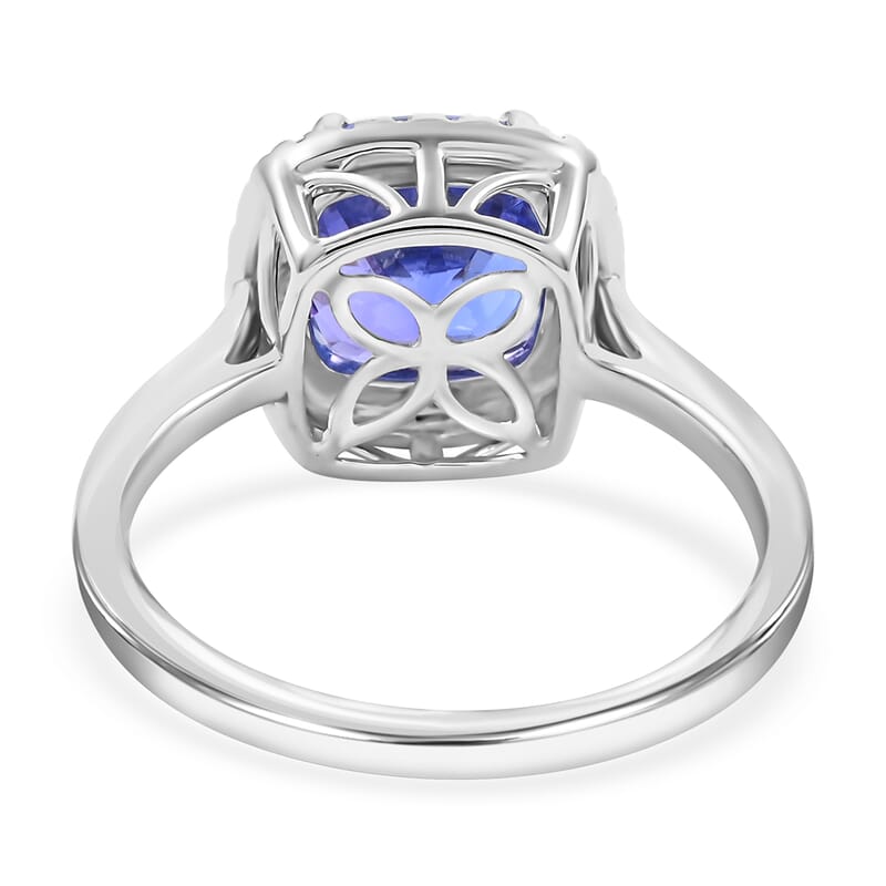 Certified and Appraised Rhapsody 950 Platinum AAAA Tanzanite and E-F VS Diamond Ring (Size 10.0) 6.10 Grams 3.70 ctw