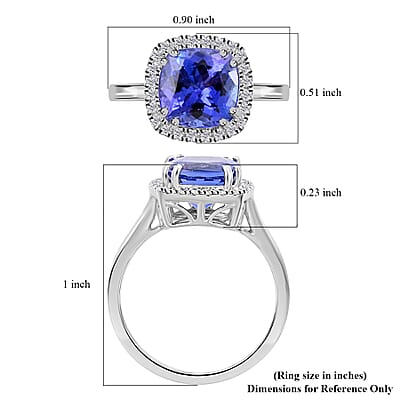 Certified and Appraised Rhapsody 950 Platinum AAAA Tanzanite and E-F VS Diamond Ring (Size 10.0) 6.10 Grams 3.70 ctw