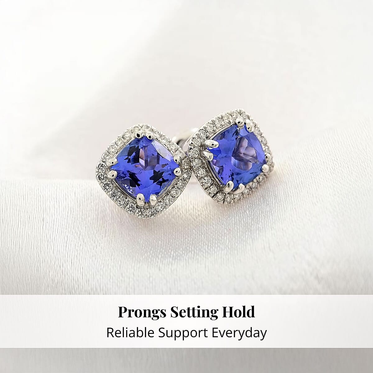 Certified and Appraised Rhapsody AAAA Tanzanite and E-F VS Diamond 2.35 ctw Halo Stud Earrings in 950 Platinum 4.30 Grams image number 3