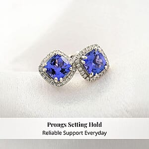 Certified and Appraised Rhapsody AAAA Tanzanite and E-F VS Diamond 2.35 ctw Halo Stud Earrings in 950 Platinum 4.30 Grams