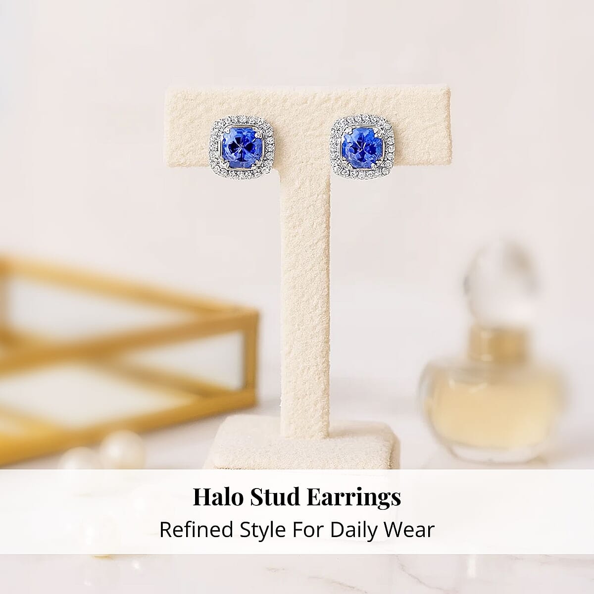 Certified and Appraised Rhapsody AAAA Tanzanite and E-F VS Diamond 2.35 ctw Halo Stud Earrings in 950 Platinum 4.30 Grams image number 4