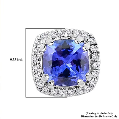Certified and Appraised Rhapsody AAAA Tanzanite and E-F VS Diamond 2.35 ctw Halo Stud Earrings in 950 Platinum 4.30 Grams