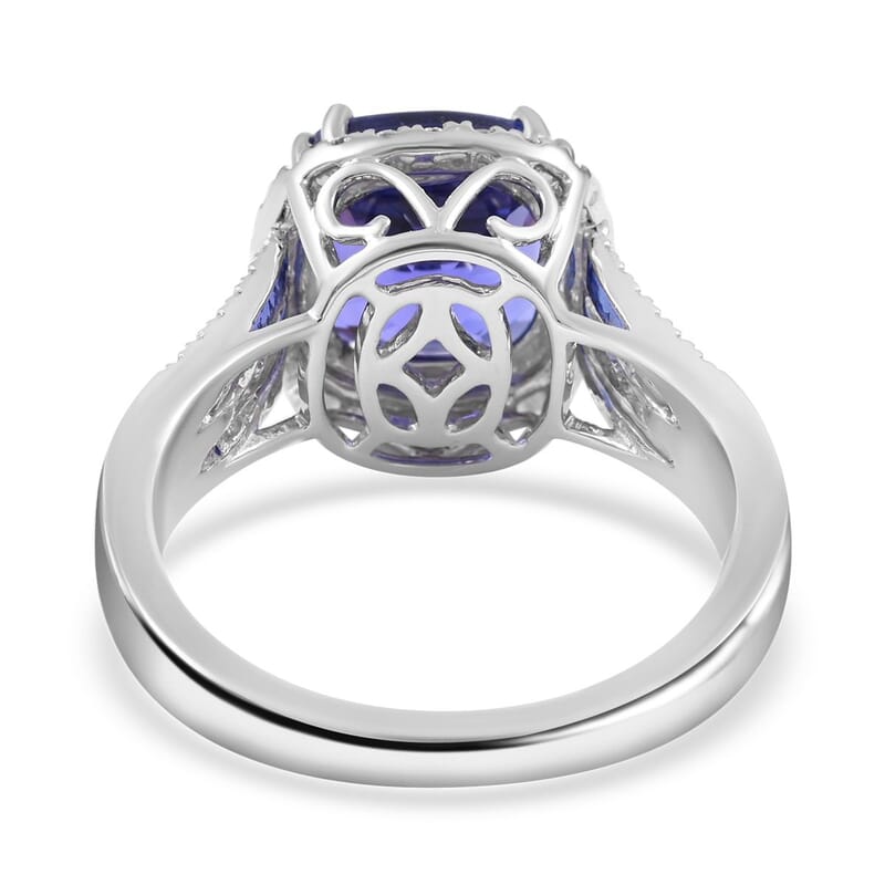 Certified and Appraised Rhapsody 950 Platinum AAAA Tanzanite and E-F VS Diamond Ring (Size 10.0) 8.75 Grams 3.85 ctw