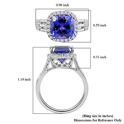 Certified and Appraised Rhapsody 950 Platinum AAAA Tanzanite and E-F VS Diamond Ring (Size 10.0) 8.75 Grams 3.85 ctw
