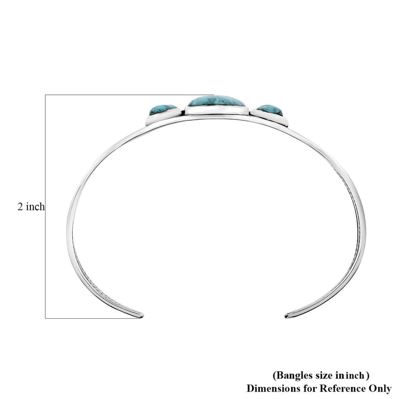 Santa Fe Style Kingman Turquoise Cuff Bracelet in Sterling Silver (6.50 In) 14.50 ctw