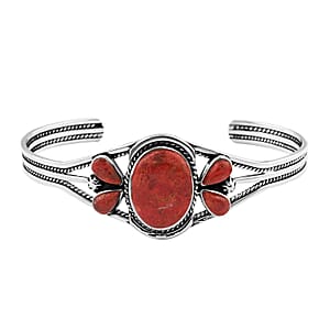 Santa Fe Style Plum Coral Bracelet in Sterling Silver (6.50 In) 14.50 ctw