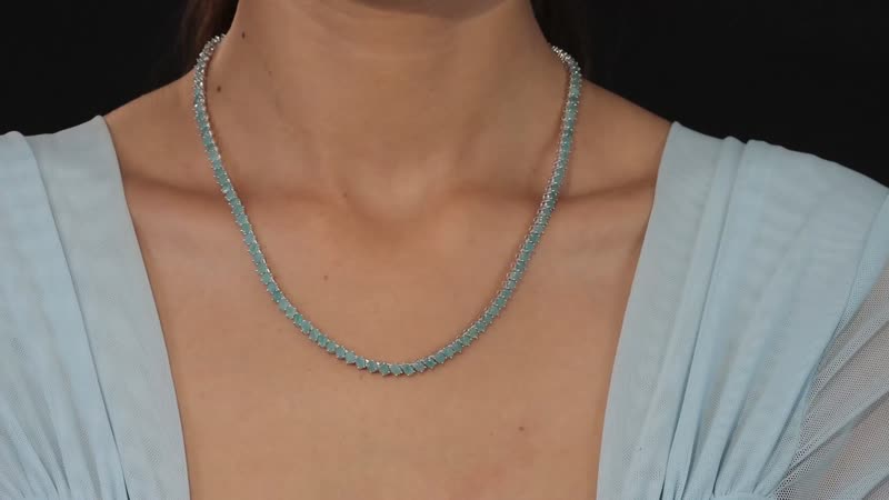 Grandidierite Tennis Necklace 18 Inches in Platinum Over Sterling Silver 22.25 ctw