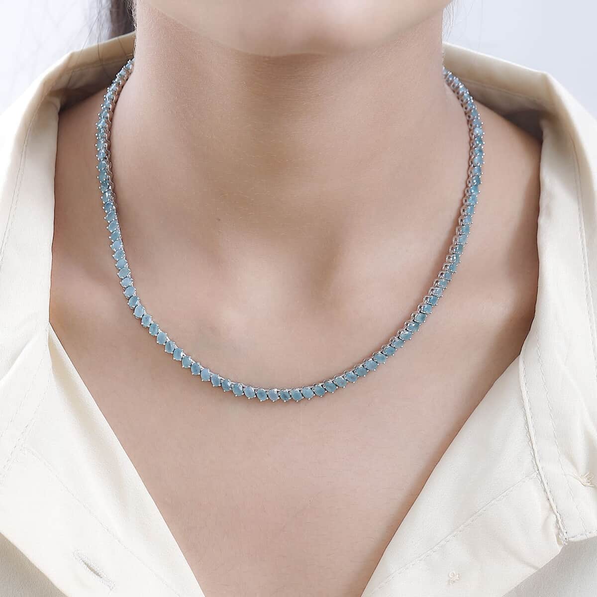 Grandidierite Tennis Necklace 18 Inches in Platinum Over Sterling Silver 22.25 ctw image number 2