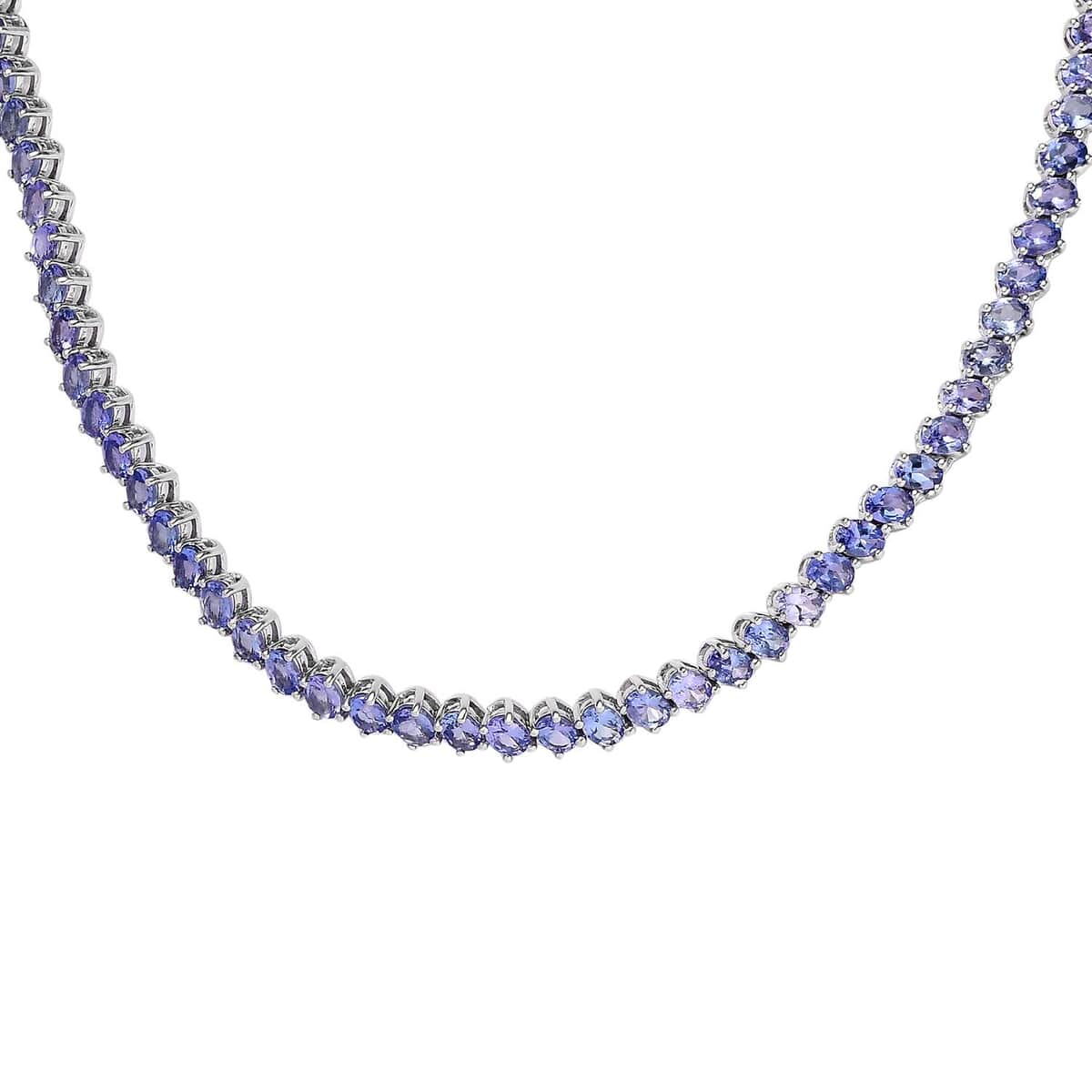 Tanzanite Tennis Necklace 18 Inches in Platinum Over Sterling Silver 20.00 ctw image number 0