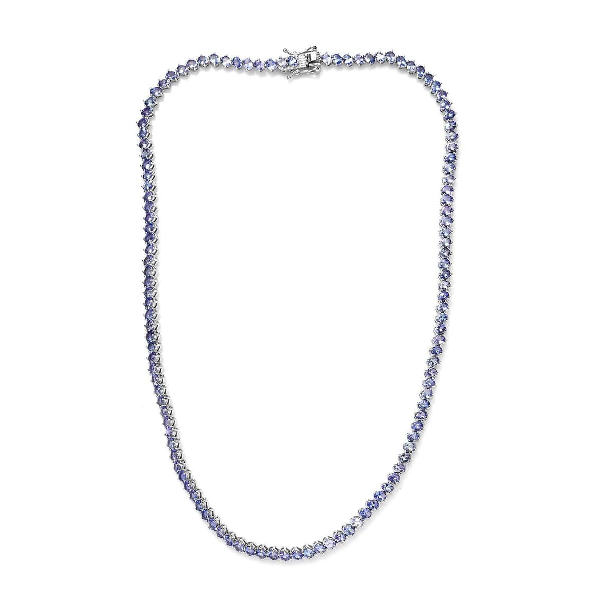 Tanzanite Tennis Necklace 18 Inches in Platinum Over Sterling Silver 20.00 ctw image number 3