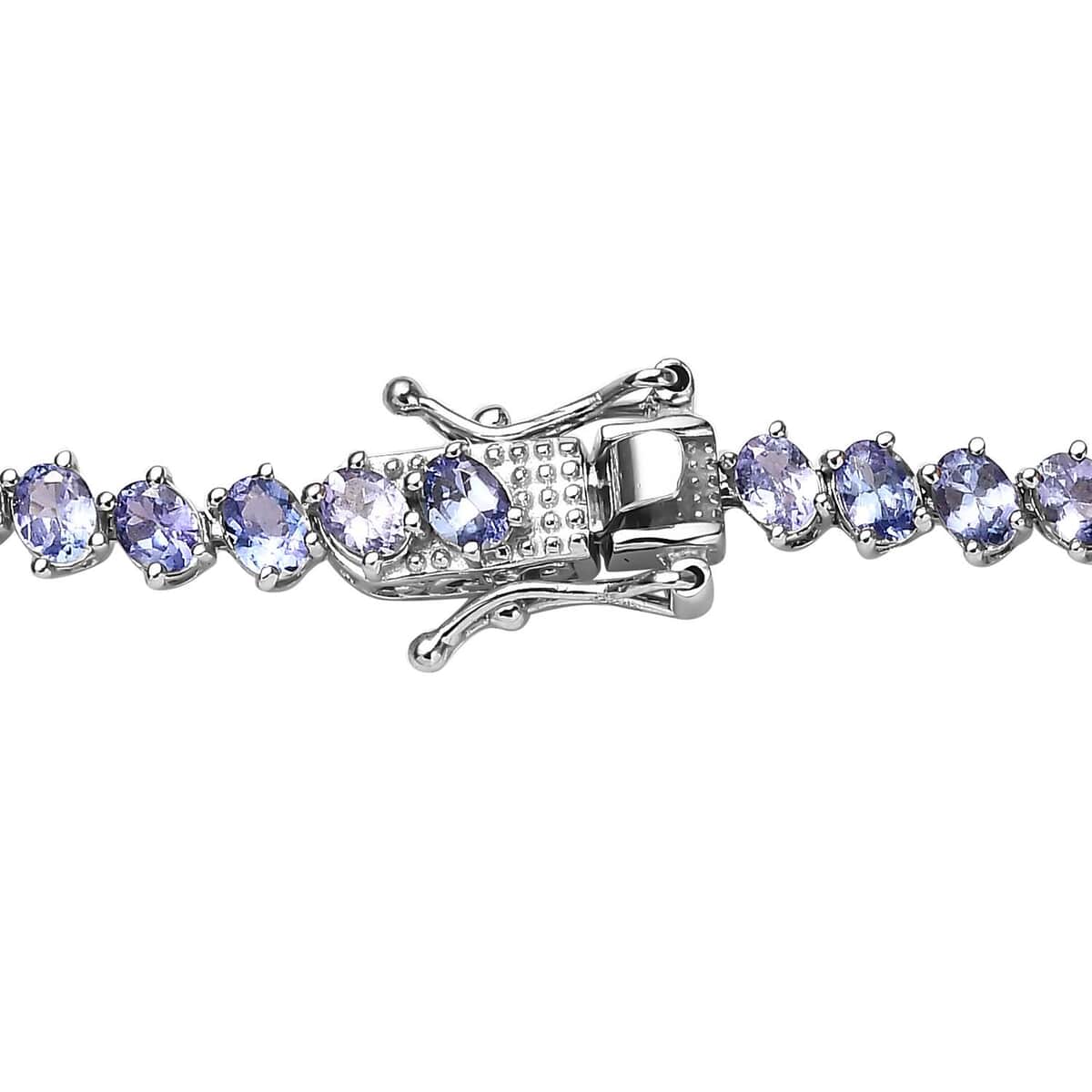 Tanzanite Tennis Necklace 18 Inches in Platinum Over Sterling Silver 20.00 ctw image number 4