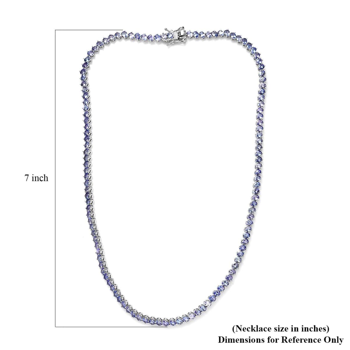 Tanzanite Tennis Necklace 18 Inches in Platinum Over Sterling Silver 20.00 ctw image number 5