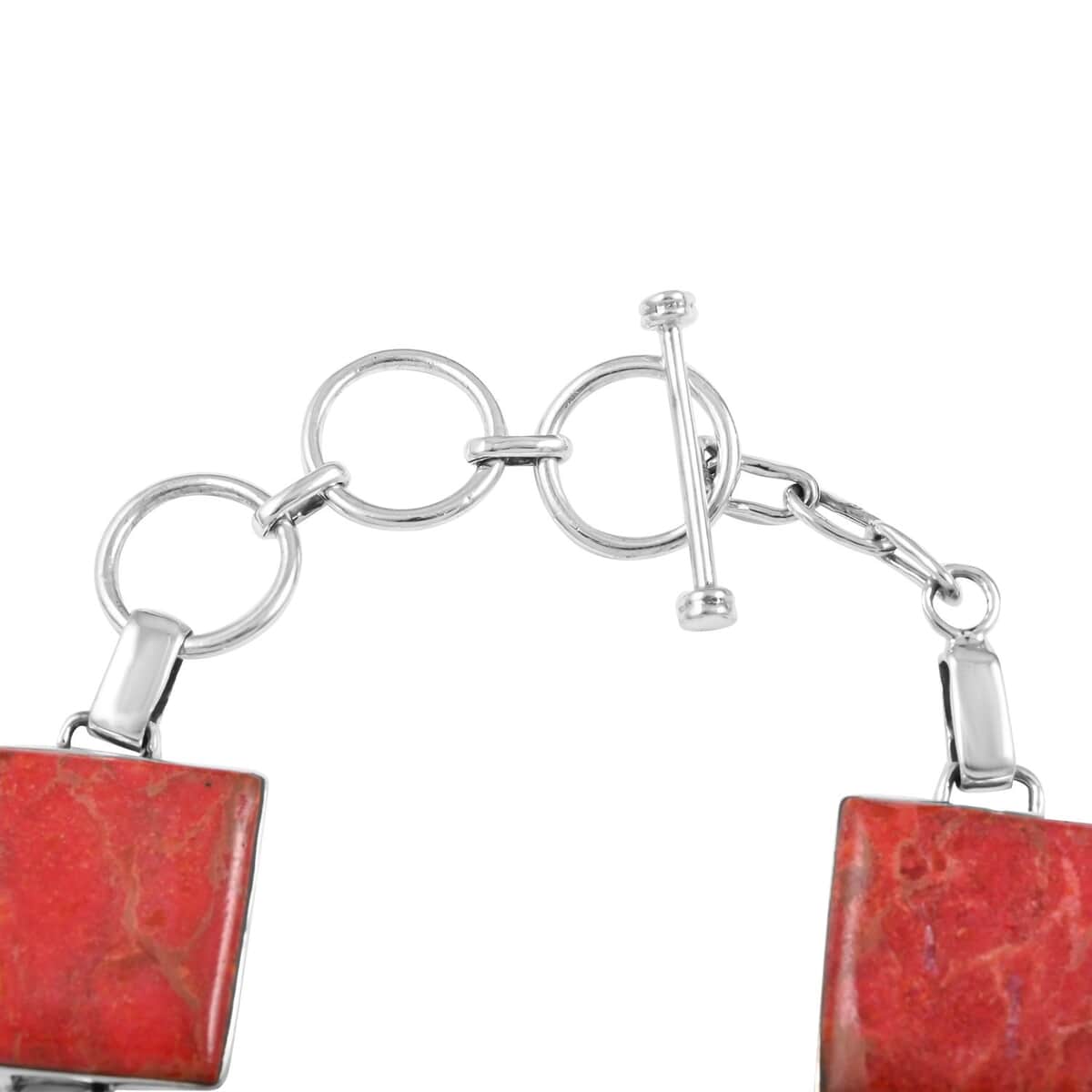 Santa Fe Style Plum Coral Toggle Clasp Bracelet in Sterling Silver (7.0-8.0In) image number 3