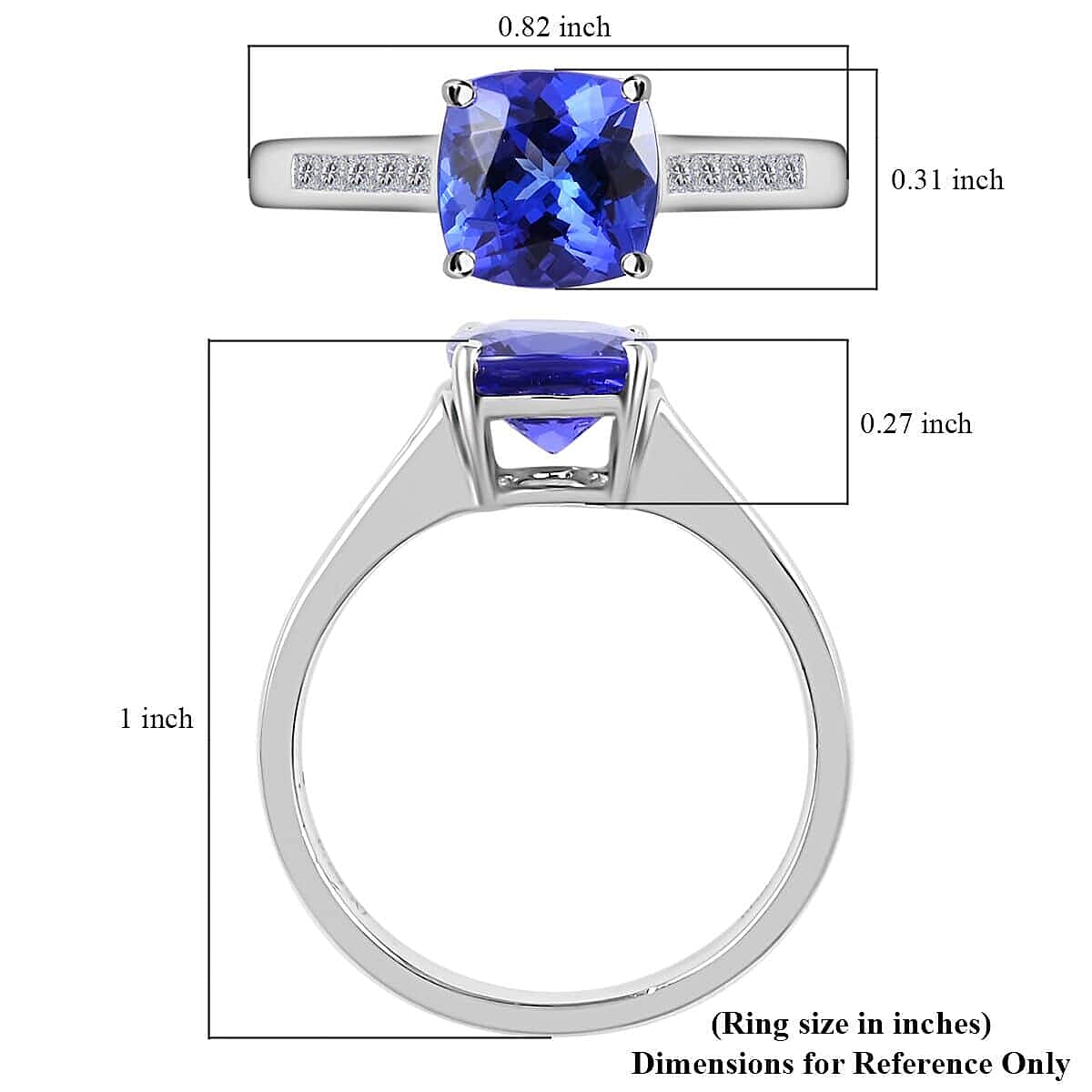 Certified and Appraised Rhapsody 950 Platinum AAAA Tanzanite and E-F VS Diamond Ring (Size 10.0) 5.15 Grams 2.30 ctw