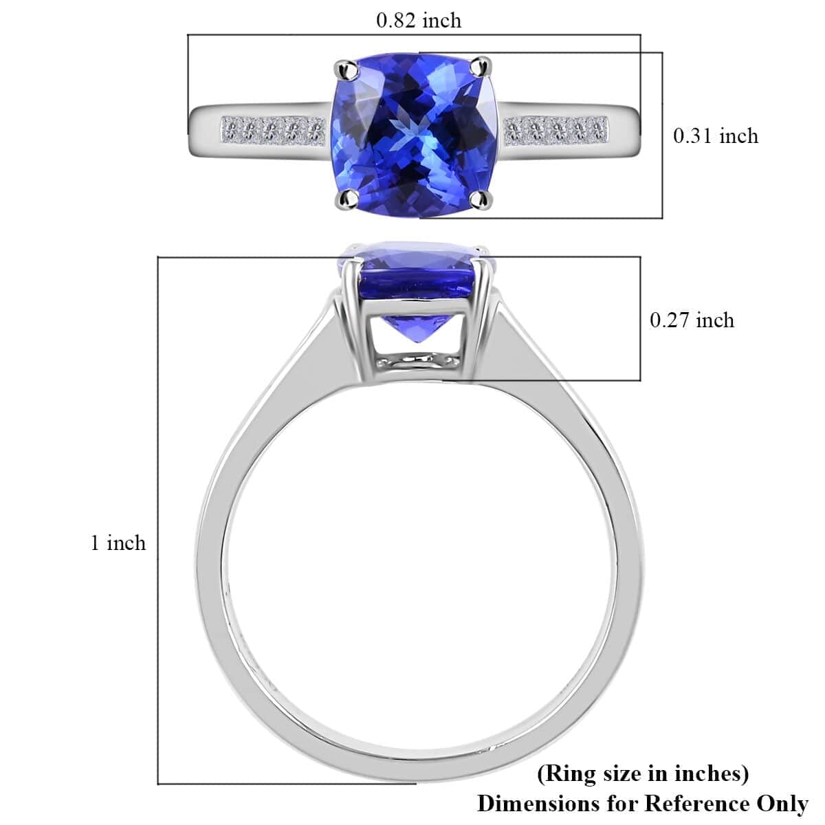 Certified and Appraised Rhapsody 950 Platinum AAAA Tanzanite and E-F VS Diamond Ring 5.15 Grams 2.30 ctw (Del. in 7-10 Days) image number 5