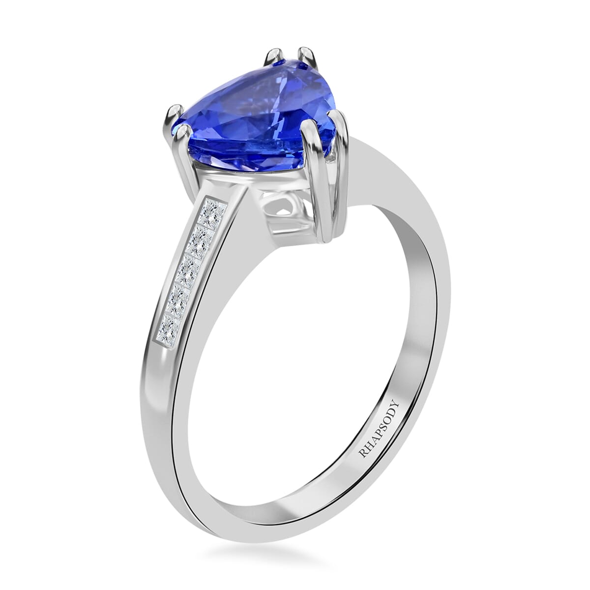Certified and Appraised Rhapsody 950 Platinum AAAA Tanzanite and E-F VS Diamond Ring (Size 7.0) 5.20 Grams 2.10 ctw (Del. in 10-15 Days)  image number 3
