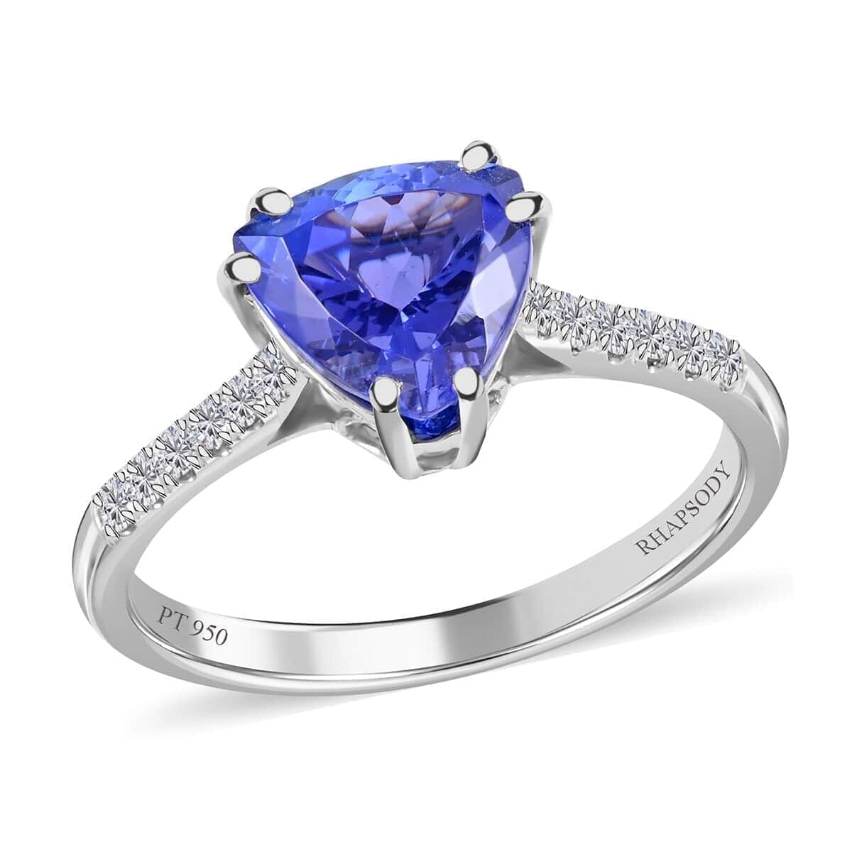 Certified and Appraised Rhapsody 950 Platinum AAAA Tanzanite and E-F VS Diamond Ring 4.10 Grams 2.00 ctw (Del. in 7-10 Days) image number 0