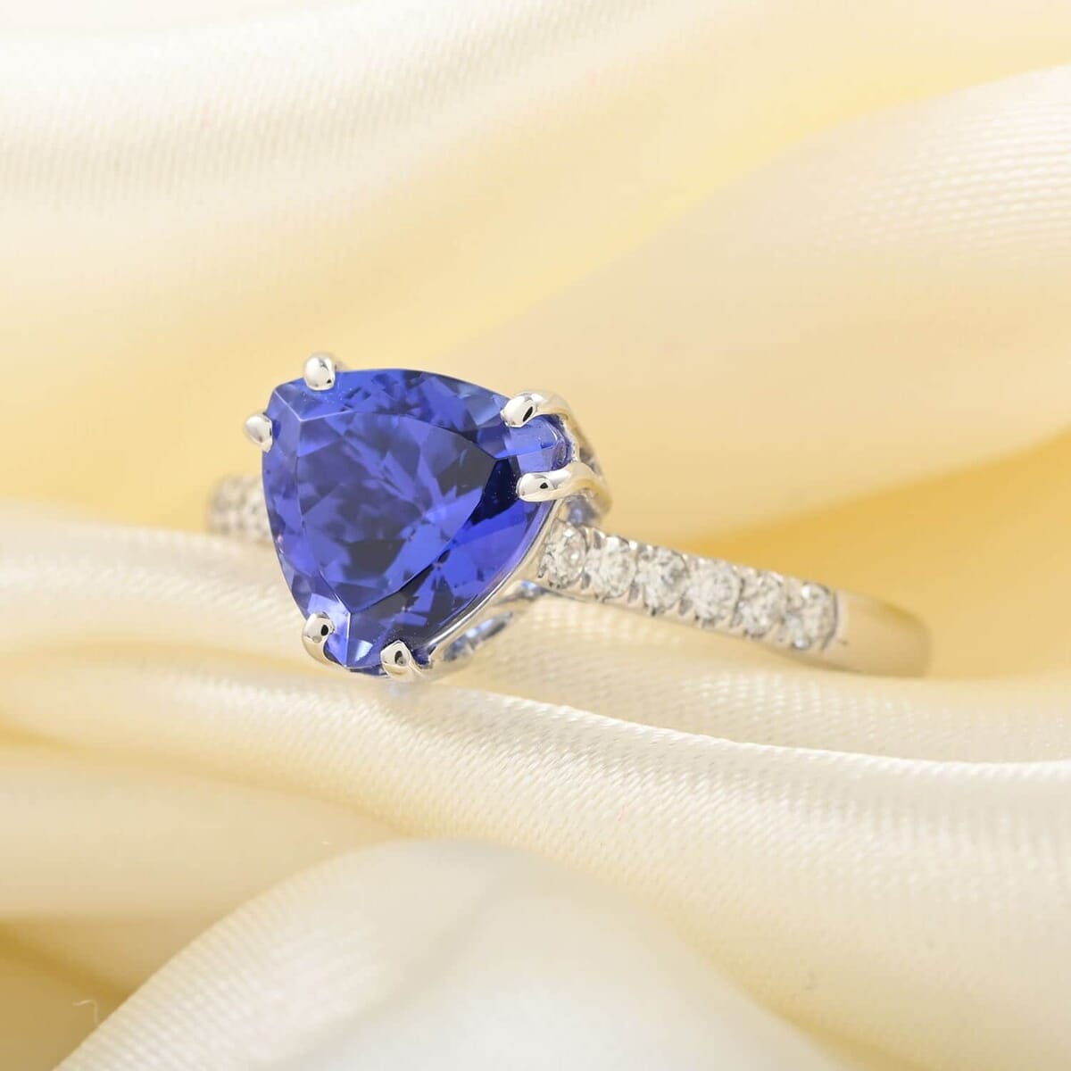 Certified and Appraised Rhapsody 950 Platinum AAAA Tanzanite and E-F VS Diamond Ring 4.10 Grams 2.00 ctw (Del. in 7-10 Days) image number 1