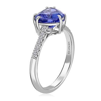 Certified and Appraised Rhapsody 950 Platinum AAAA Tanzanite and E-F VS Diamond Ring (Size 10.0) 4.10 Grams 2.00 ctw