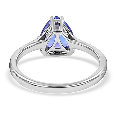 Certified and Appraised Rhapsody 950 Platinum AAAA Tanzanite and E-F VS Diamond Ring (Size 10.0) 4.10 Grams 2.00 ctw