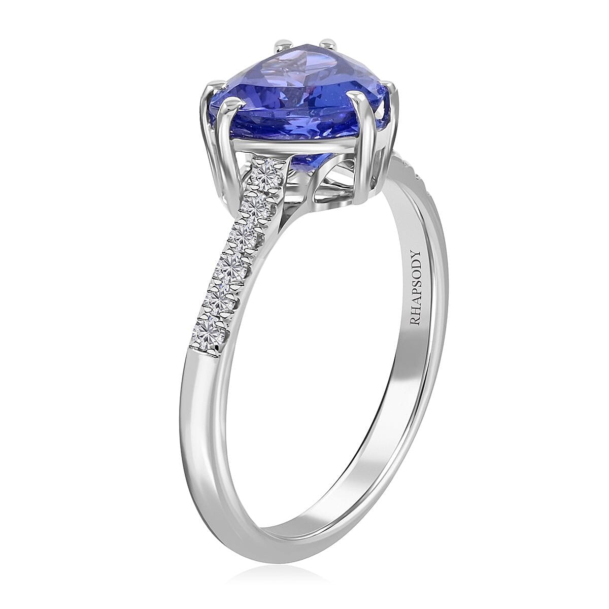 Certified and Appraised Rhapsody 950 Platinum AAAA Tanzanite and E-F VS Diamond Ring (Size 8.0) 4.10 Grams 2.00 ctw image number 3