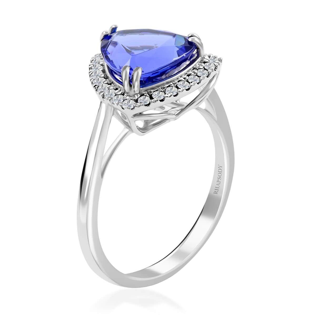 Certified and Appraised Rhapsody 950 Platinum AAAA Tanzanite and E-F VS Diamond Halo Ring (Size 8.0) 5 Grams 3.00 ctw image number 3