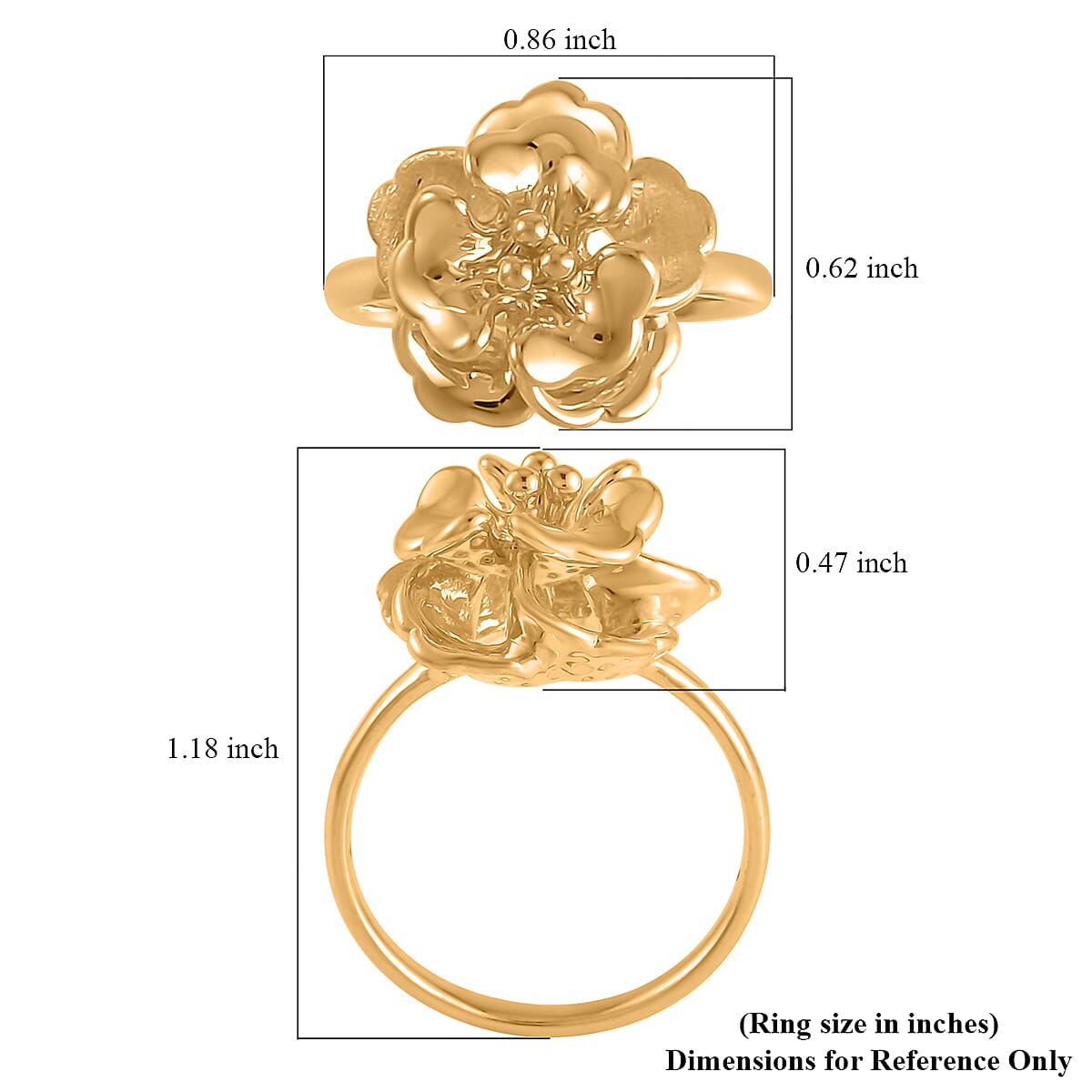 24K Yellow Gold Electroform Floral Ring (Size 10.0) 2 Grams image number 5