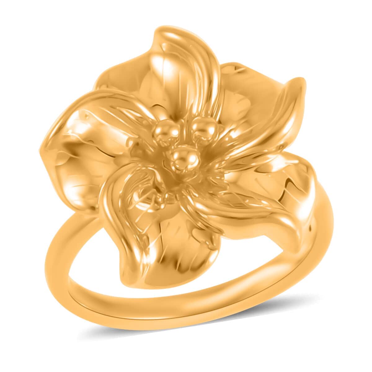 24K Yellow Gold Electroform Floral Ring (Size 6.0) 2.20 Grams image number 0