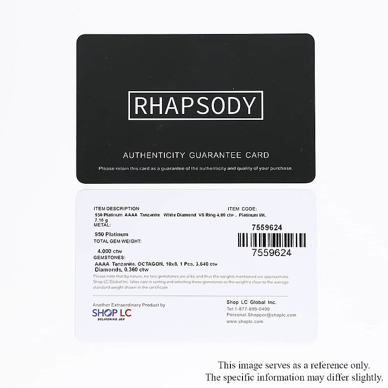 Certified and Appraised Rhapsody 950 Platinum AAAA Tanzanite and E-F VS Diamond Halo Ring (Size 10.0) 7.15 Grams 4.00 ctw