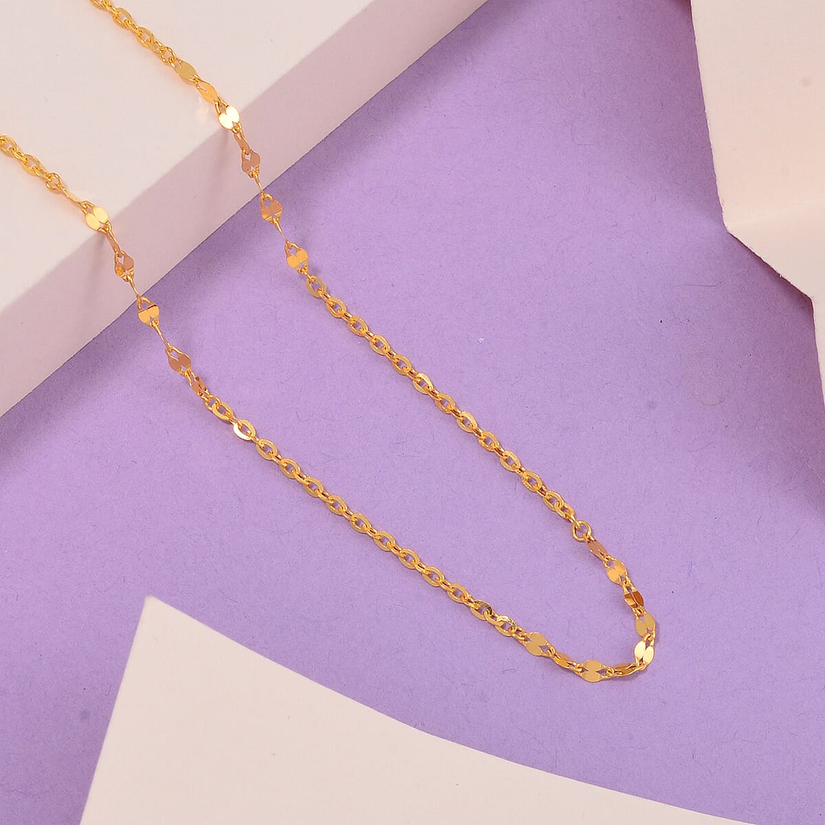 24K Yellow Gold Link Chain Necklace 18 Inches 3 Grams image number 1